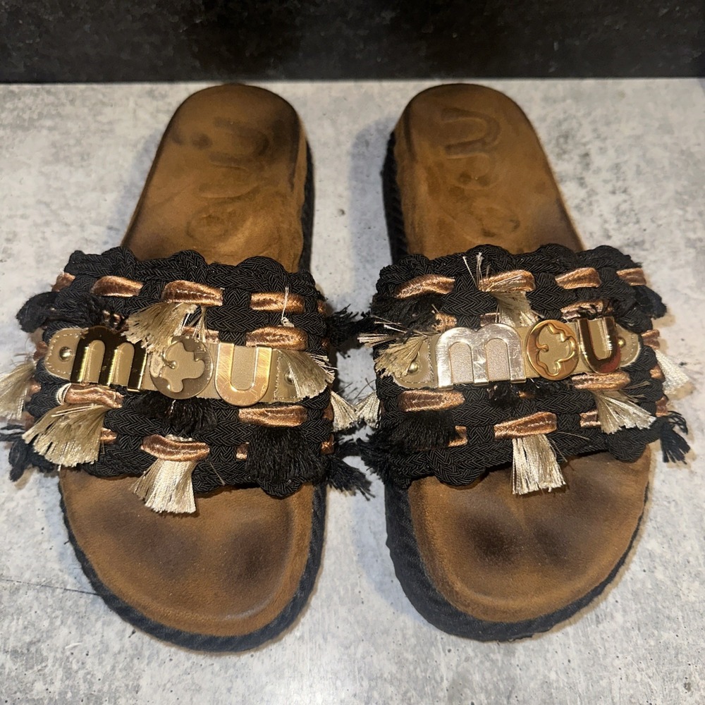 Mou Monoband Rope Sandal Fringes Sz 40 Us 9